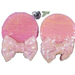Minnie Mouse Ears Barretts Hair Bow Hair Clips Accessories Pink Sequins